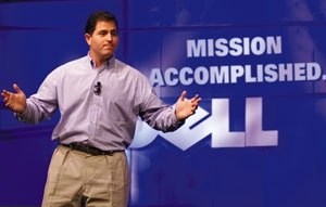 A proud Michael Dell announces the shutdown to stockholders.
